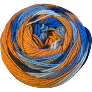 GEDIFRA Lana Mia - Merino sock wool, 973 Oranssi / sininen / harmaa