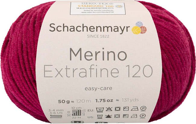 Schachenmayr Merino Extrafine 120 132 viininpunainen