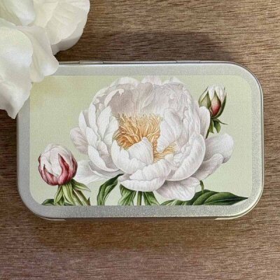 Sköna Ting Rhabarber-Himbeer-Pastillen – Schöne Dose Weiß Pfingstrose