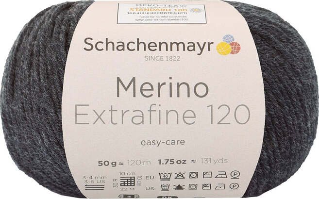 Schachenmayr Merino Extrafine 120 198 meleerattu antrasiitti