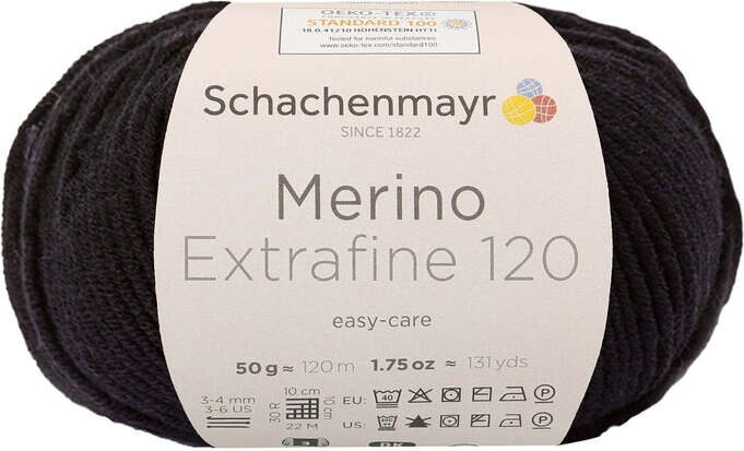 Schachenmayr Merino Extrafine 120 199 musta