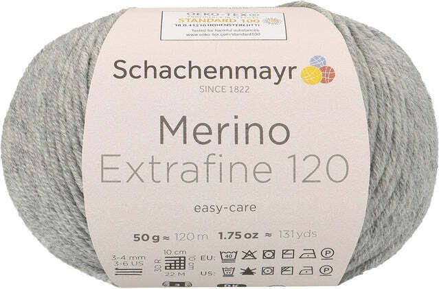 Schachenmayr Merino Extrafine 120 190 meleerattu vaaleanharmaa