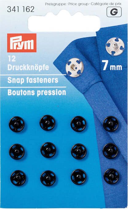 Prym Sew-on Snap Fasteners 7 mm Negru