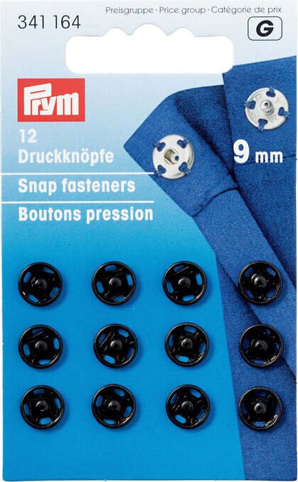 Prym Sew-on Snap Fasteners 9 mm Negru