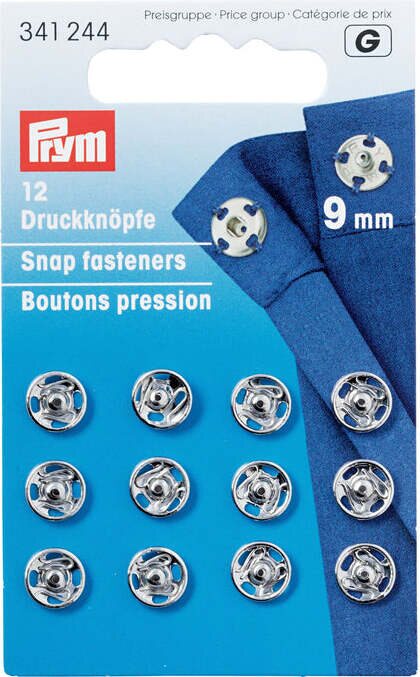 Prym Sew-on Snap Fasteners 9 mm Argint