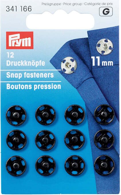 Prym Sew-on Snap Fasteners 11 mm Negru