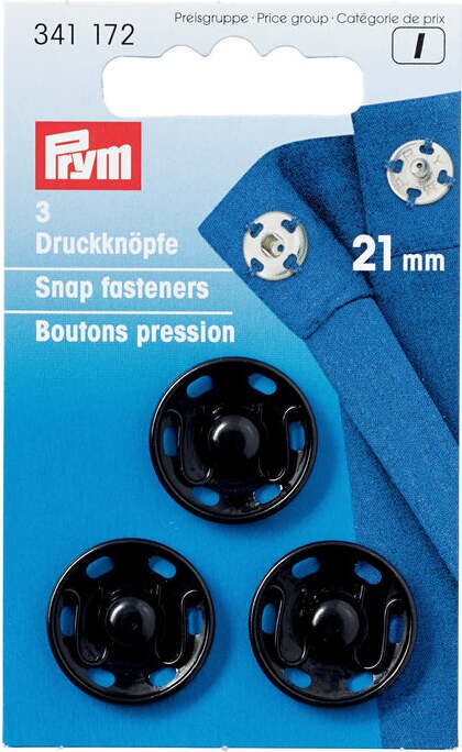 Prym Sew-on Snap Fasteners 21 mm Negru