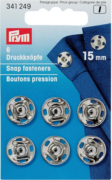 Prym Sew-on Snap Fasteners 15 mm Argint