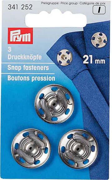 Prym Sew-on Snap Fasteners 21 mm Argint