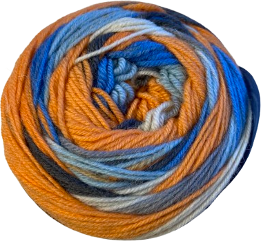 GEDIFRA Lana Mia - Merino sock wool 973 Oranssi / sininen / harmaa