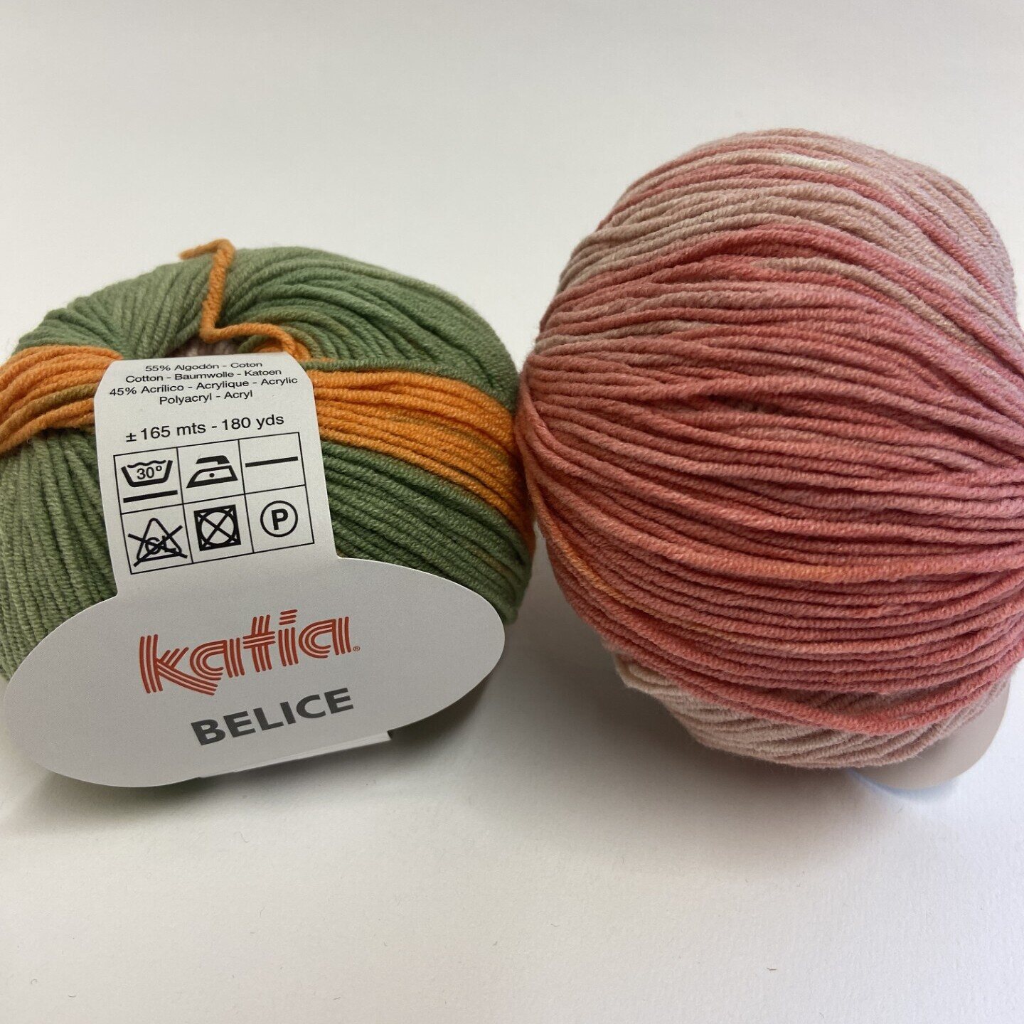 Katia Belice 50g 307 Pea Green, Baby Pink, Light Orange"