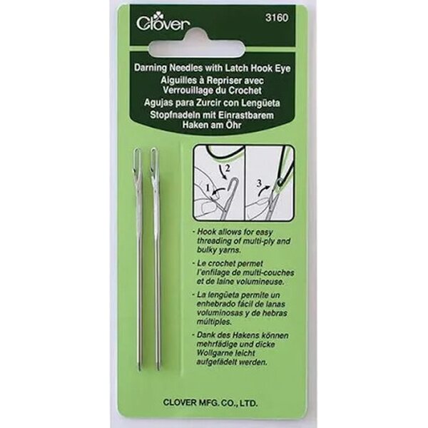 Clover Darning Needle with Latch Hook Eye – 2 pcs